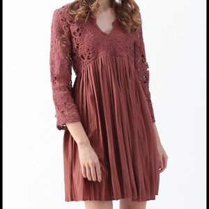 Crochet pleated baby doll dress
